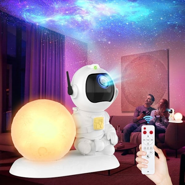 [QD] Kaishengyuan Astronaut Galaxy Projektor, Stjernehimmelprojektor til Børn og Voksne med Nebulagenerator, Timer og Fjernbetjening