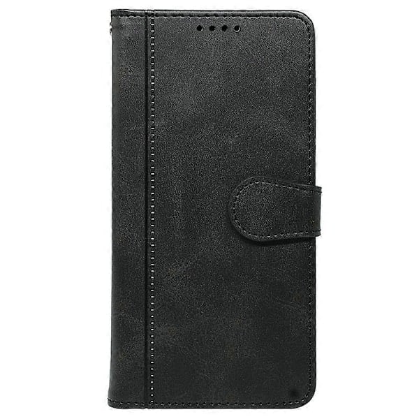 QD-Kompatibelt med Nothing Phone (3a) Cover Kalveskindsstruktur Læder Stativ Bogstil Mobilcover - Rød Sort