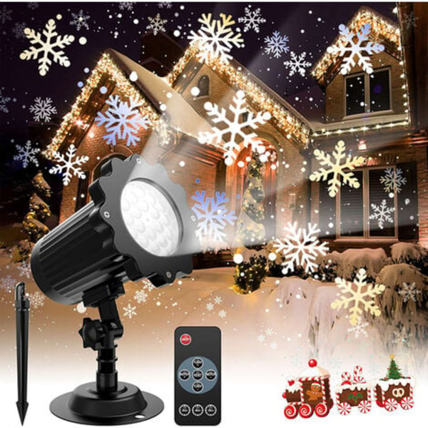 #QD#Lys Snowflake Juleprojektor LED IP65 Utendørs- og innendørsprojektor Lysdekorasjon, jul, bryllup