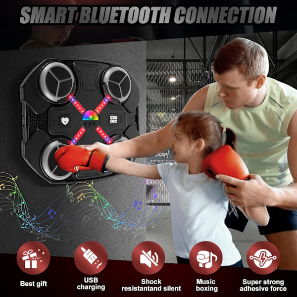 [QD] Musikboksmaskine til børn, 3-hastigheds smart Bluetooth-musikboksmaskine, vægmonteret boksemaskine til børn, der træner til musik