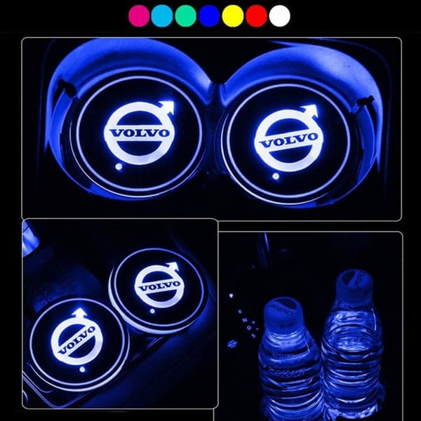 2X Volvo logotyp LED bottenplatta för mugghållare_qq