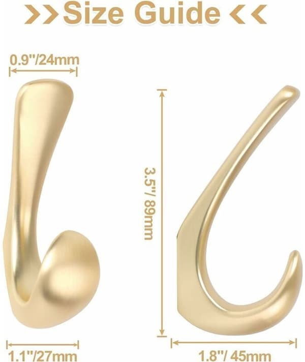 Handdukskrok, Väggkrok, Guld, för Badrum/Entré, Hög Viktkapacitet, 1-Pack, Borstad Guld