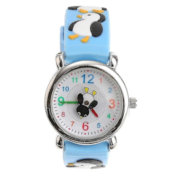 \"QD\" 1 st Tecknad Pingvinklocka Silikon Kvarts Klocka Kreativt Armbandsur Mode Casual Klocka För Barn