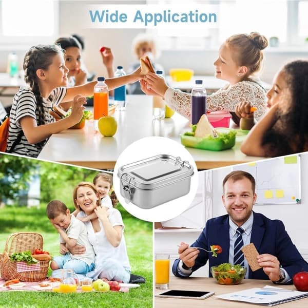2x RVS Bento Lunchlåda – Läckagesäker – 550ml – Återanvändbar – Silver