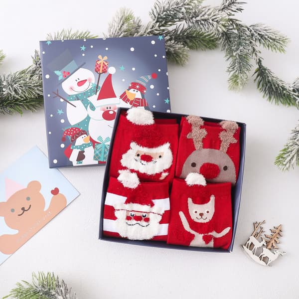 QQ-Jul Höst och Vinter Röd Par Jul Presentförpackning Present Bomullsstrumpor Strumpor