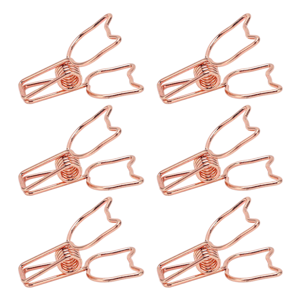 [QD] 100 st Pappersgem Söta Tecknade Kattformade Ihåliga Långa Gem Kontorsmaterial Roséguld