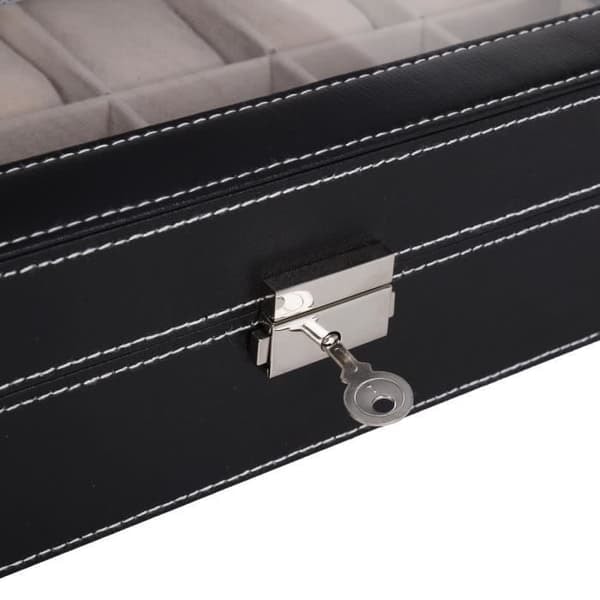 /QD/Klockbox - NYHET - 12 klockor - Läder - Silver - Chic