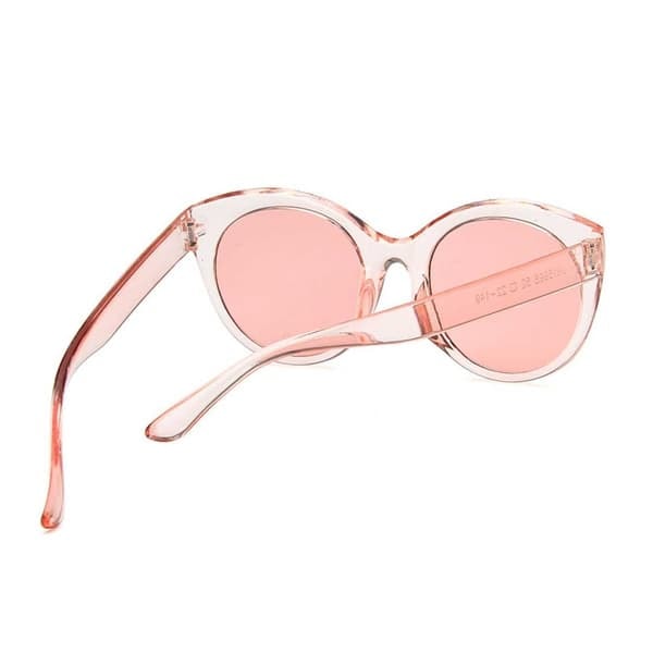 Pyöreät Läpinäkyvät Pinkit Aurinkolasit Retro Cateye_qq