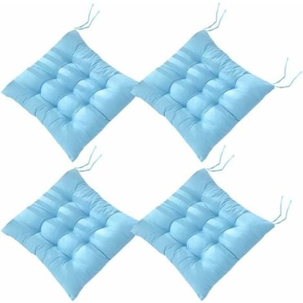 #QD# Sett med 4 stolputer 40 x 40 cm, sitteputer Hjemmeinnredning Vattert mattepute, komfortabel og fargerik - Ideell for innendørs- og utendørsbruk (4 blå)