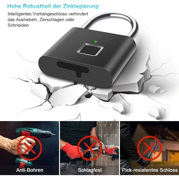 Fingeravtryck Mini Smart Lås USB-laddning Biometrisk Hög