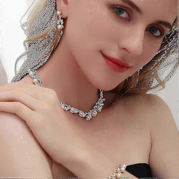 Perlekjede for kvinner, rund imitert perlechoker for Gatsby-fest Cs