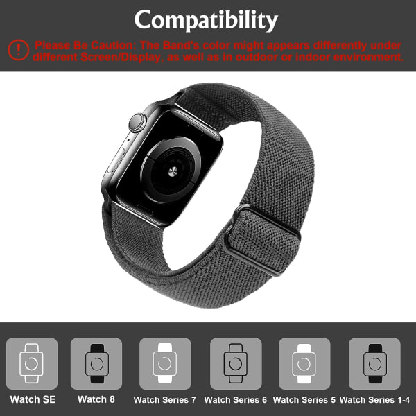 [QD] Elastisk urrem kompatibel med Apple Watch Band 41mm 40mm 38mm Komfortabel justerbar sportsrem til kvinder mænd - DimGray