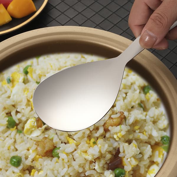 Serveringsske, 304 rustfrit stål ske, risotto ske, stor glat ske