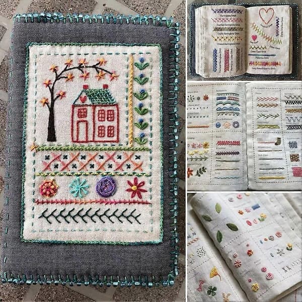DIY Stitch Book, Stitch Book Embroidery, Embroidery Craft Gift, with 24-pack Embroidery Thread Set, 86 Sewing Patterns
