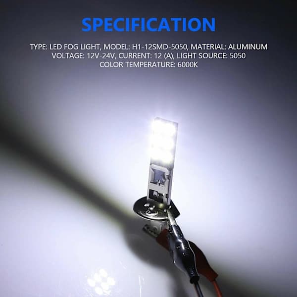 4 stk. H1 6000k superhvite 80w LED-frontlyspærer kit tåkelys