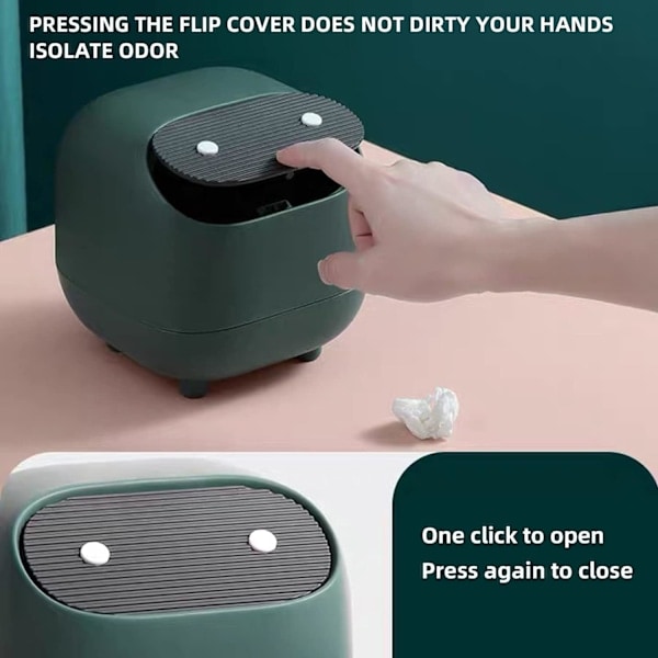 [QD] Sweet Mini Desktop Trash Can Double Push Trash Can with Lid Suitable for Multi-Scene Trash Can