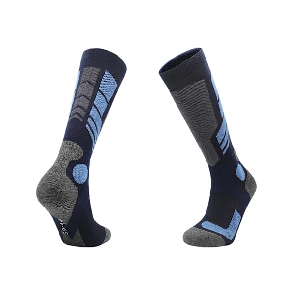 [QD] 1 Par Termiske Skisokker til Mænd - Flerfarvede - Herrestørrelse UK 6-9.5 (EU 39-44) Medium blå/safirblå