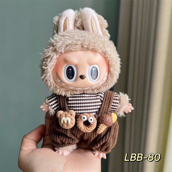 17 cm Generation Blind Box Labubu -nuken vaatteet, sarjakuvatyylinen Labubu-riipus, vaihto-urheilu- ja vapaa-ajanpuku, vain vaatteet Lbb-80