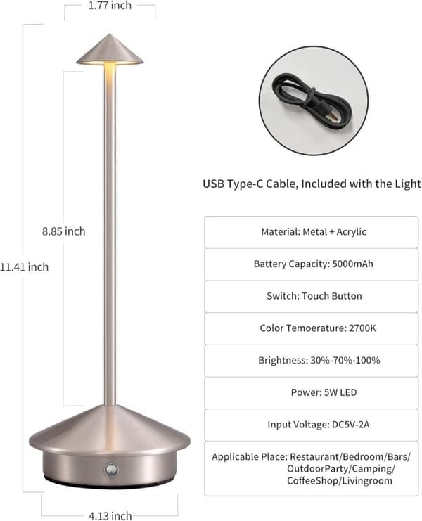 Bordlampe / Skrivebordslampe - Trådløs LED-lampe