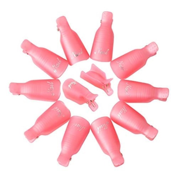 10 st Plast Akryl Nail Art Soak Off Cap Clip UV Gel Polish Remover Wrap Tool Rosa