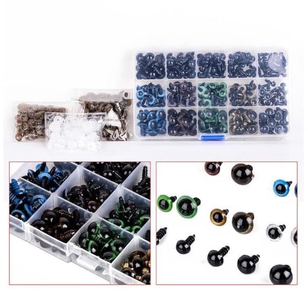 /QD/264 st/set Björndocka Gosedjur Leksak Hantverk Svarta Färgglada plast Säkerhetsögon 6-12MM
