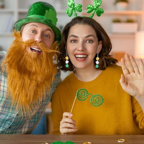 [QD] Clover Hängande Örhängen, Glittrande Clover Drop Örhängen Irisk Stil Lyckosam Jul Smyckestillbehör Present till Kvinnor och Flickor