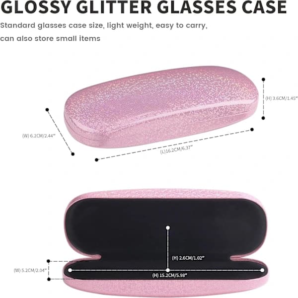 QD-pieces rosa och vitt glitter hårt skal glasögonfodral