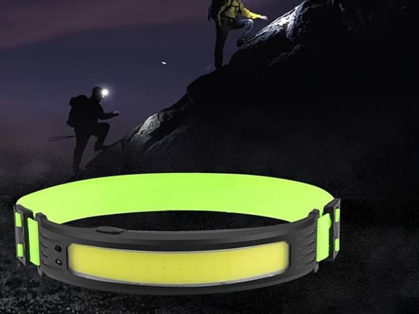 Oppladbar hodelykt - COB LED - Vanntett Svart black