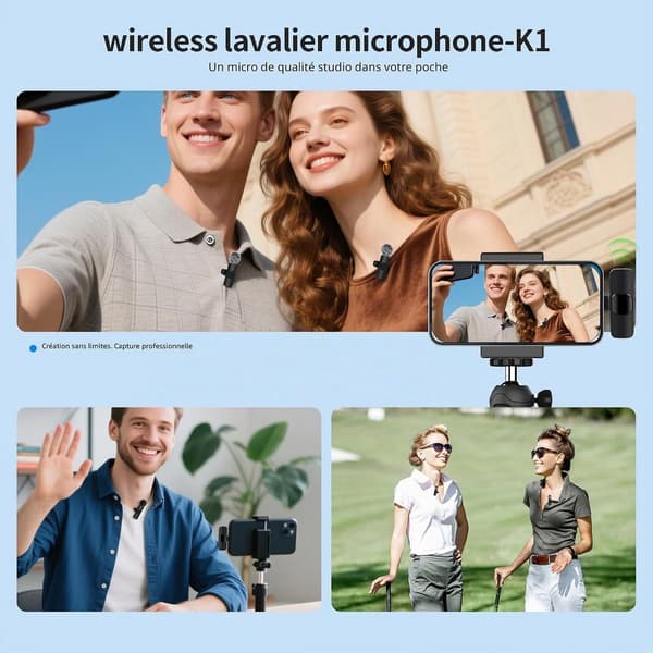 Trådløs Lavalier-mikrofon til iPhone, Mini Bluetooth-mikrofon med støjreduktion, LED-display, drejelig clips og 12 timers batteritid til vlogging og TikTok