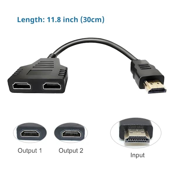 HDMI-splitteradapterkabel HDMI 1 inn 2 ut