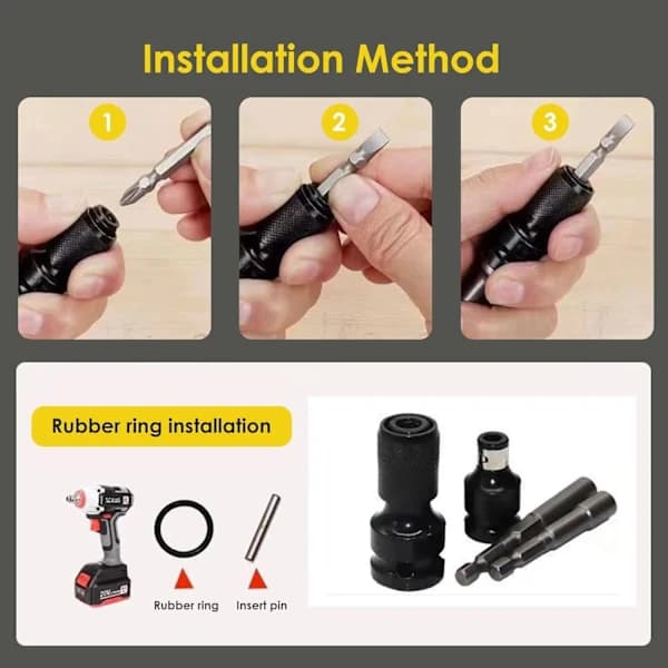 Impact Driver Bit Adapters - 1/2 to 1/4 \" Socket Adapter - Precision Accessories for Ratchets, Screwdrivers and More - Heavy Duty and Versatile