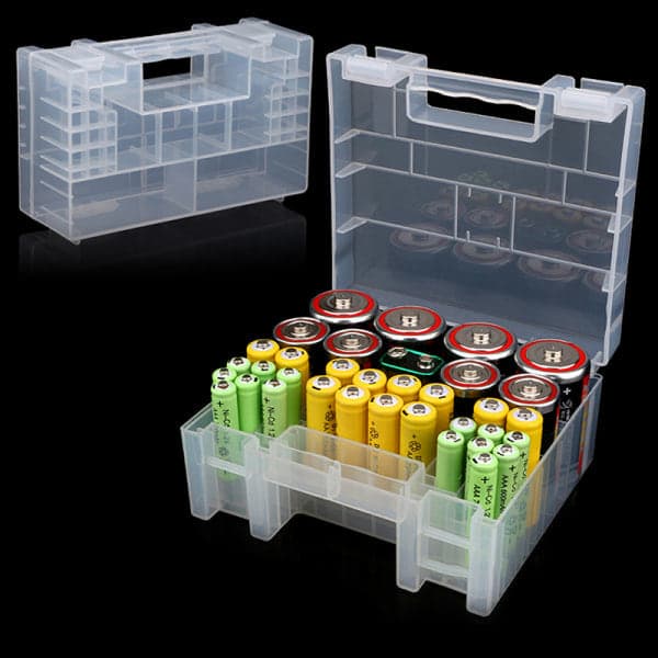 Plastbatteriförvaringslåda Organizer för AA AAA C D-storlek