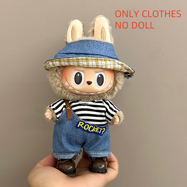 ONLY CLOTHES Söt V1 V2 LABUBU Blind Box Hänge Docka DIY Klä upp Kostym Litet Monster Haklapp Byxor Babykläder Från LBB-63