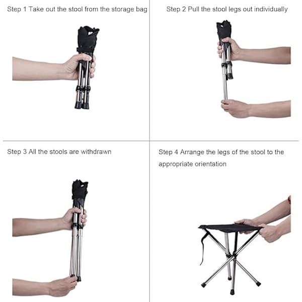 QU)Bærbar Campingstol, Sammenklappelig Campingtaburet, Foldbare Campingstole, Mini Bærbar Foldestol, til Rejser Vandreture Fi