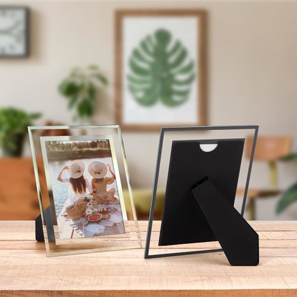 [QD] 4-pack Fotoramar, 4x6 Tavelramar med Silverfärgat Spegelglas, Multifunktionella Fotoramar för Bordsvisning