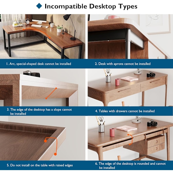 QU*BONTEC Utdragbar Tangentbordslåda för Skrivbord, 650x300 mm, Ergonomisk Tangentbordshylla med C-Klämma, Perfekt för Hem och Kontor