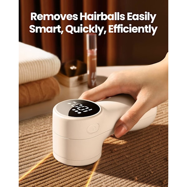 Intelligent Digital Display Fnugfjerner Fuzz Piller Bobler Trimmer til Tøj og Møbler Hvid (1 stk)