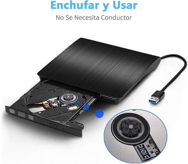 Ekstern DVD CD-drev USB 3.0 CD DVD-brænder Plug and Play til bærbar pc MacBook Windows Linux Mac Sort