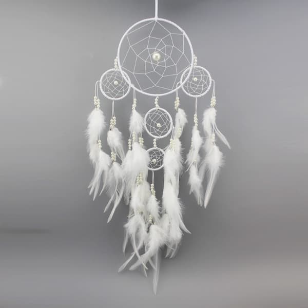 Dreamcatcher with Feathers White 60 x 15 cm 97