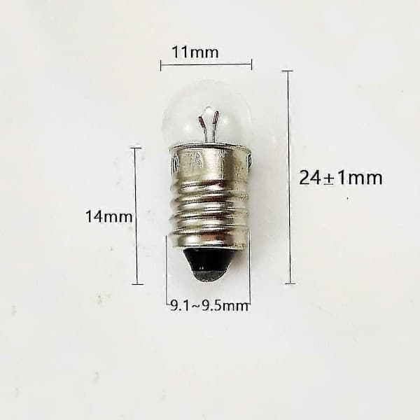 QU/Pakkaus, jossa 10 Mini-lamppua E10 Kierrekanta Taskulampulle, 2.5v 0.3a