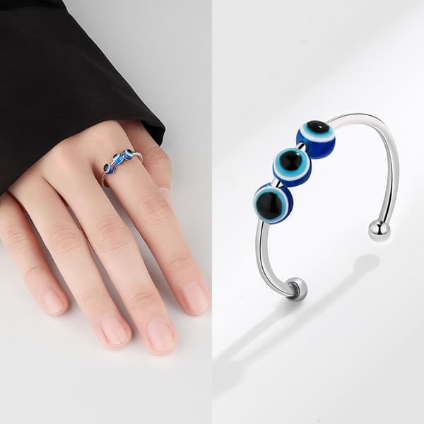 Antistressringar justerbara med roterande onda ögon-stenar 3-pack