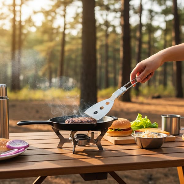 304 Rustfrit Stål Sammenklappelig Spatel, Bærbart Multifunktionelt Køkkenudstyr Til Camping & Udendørs Rejser