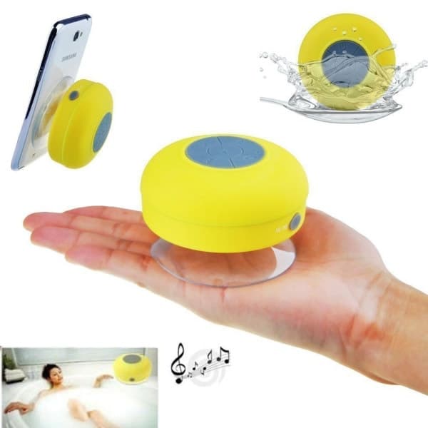 Vedenpitävä Bluetooth-kaiutin imukupilla (keltainen)