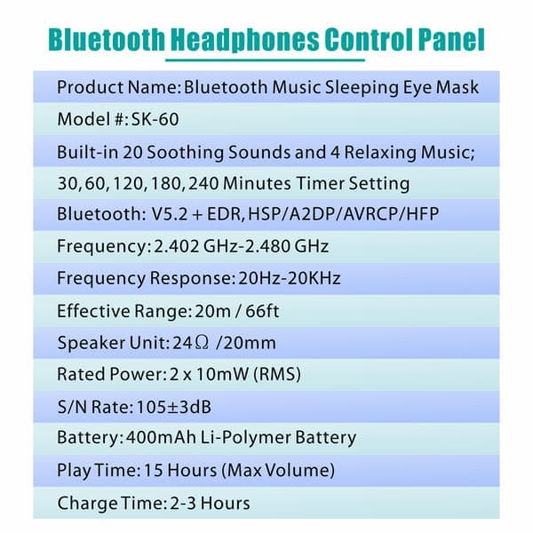 3D sovemaske Bluetooth sovehodetelefoner Svart