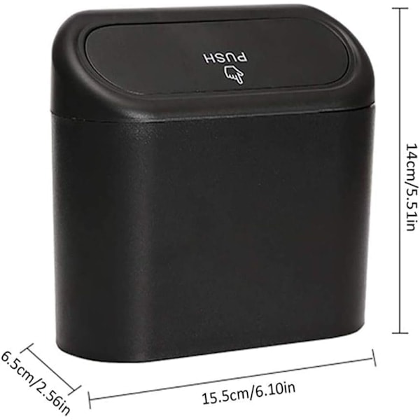 QD-2 stk Mini søppelbøtter, Multifunksjonell bil-søppelbøtte med lokk - Vanntett søppelbøtte kan brukes til hjem, kontor, kjøkken, stue, mini-oppbevaring