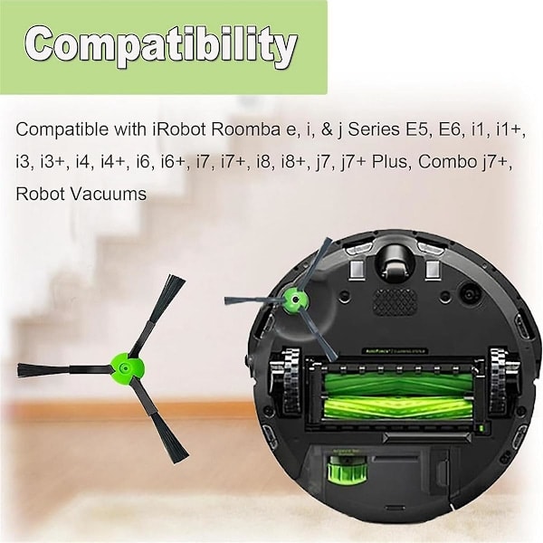 Sidebørster til iRobot Roomba E, I & J-serien E5, E6, I1, I1+, I3, I3+, I4, I4+, I6, I6+, I7, I7+, I8, I8+, J7, J7+