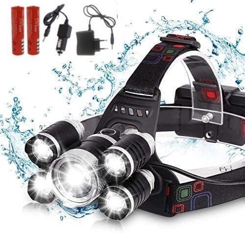 Supersterk hodelykt 5x CREE T6 - Komplett pakke