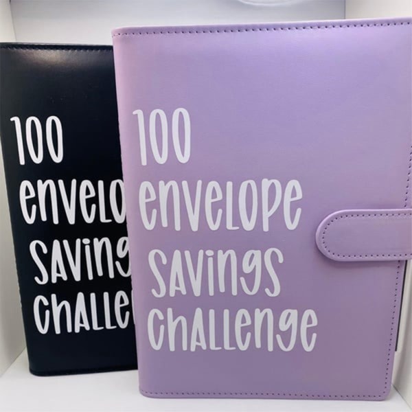 100 kuvert Pengar att spara utmaningar Notebook Budget Pärm Bok Pengaplaneringsspel för Auldts Kids Purple