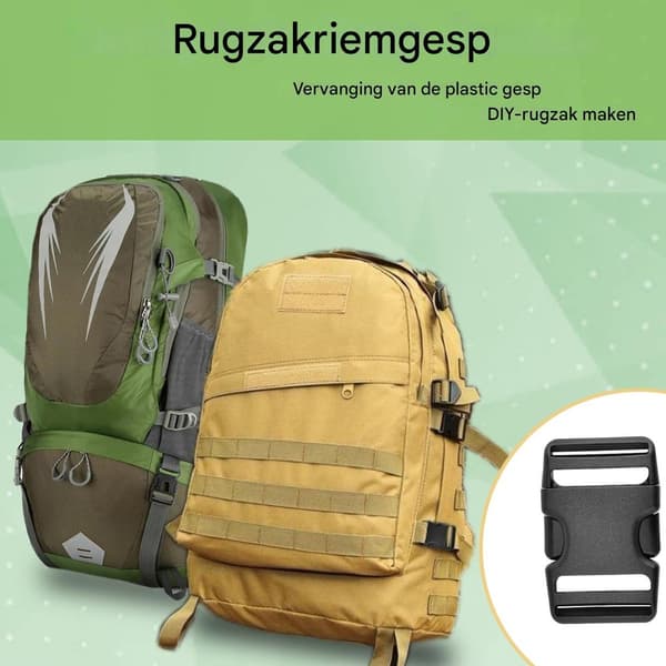 4-pak Plastikspænder, Flade Clips til Rygsække & Stropper, Sort