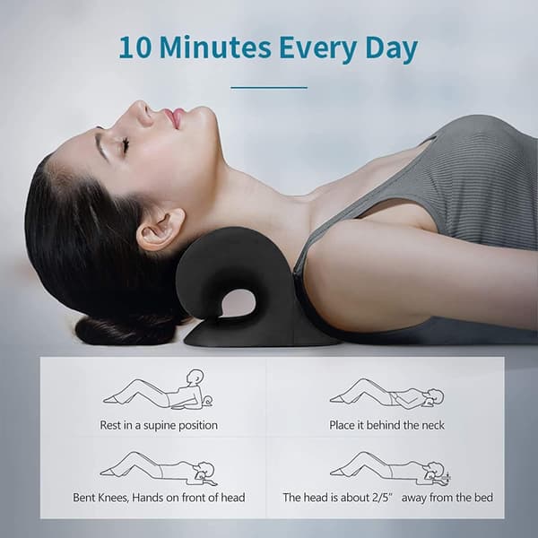 Chiropractic Neck Pillow, Neck Stretcher - Black 251